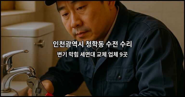 인천광역시 청학동 수전 수리 변기 막힘 세면대 교체 업체 9곳