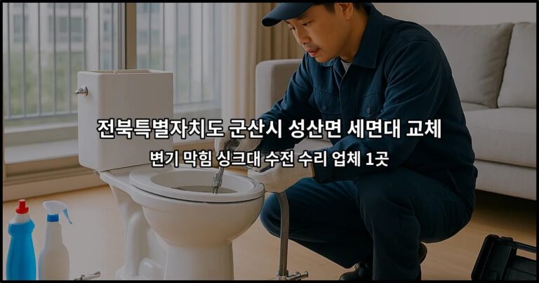 전북특별자치도 군산시 성산면 세면대 교체 변기 막힘 싱크대 수전 수리 업체 1곳