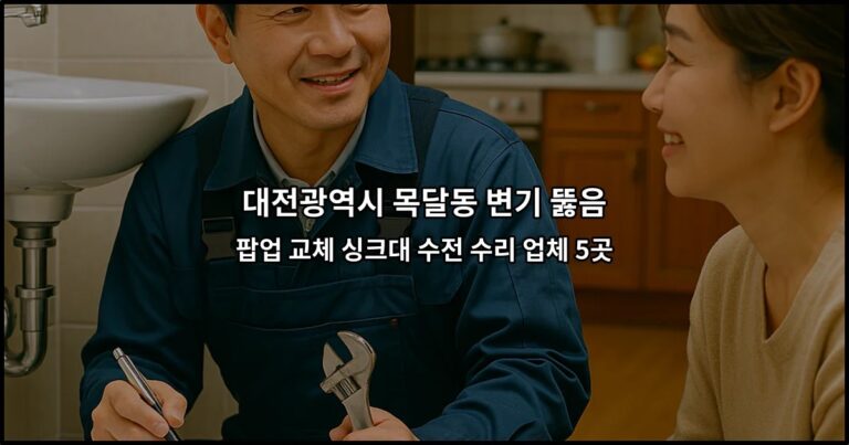 대전광역시 목달동 변기 뚫음 팝업 교체 싱크대 수전 수리 업체 5곳