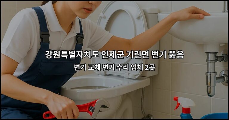 강원특별자치도 인제군 기린면 변기 뚫음 변기 교체 변기 수리 업체 2곳