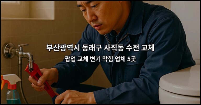 부산광역시 동래구 사직동 수전 교체 팝업 교체 변기 막힘 업체 5곳