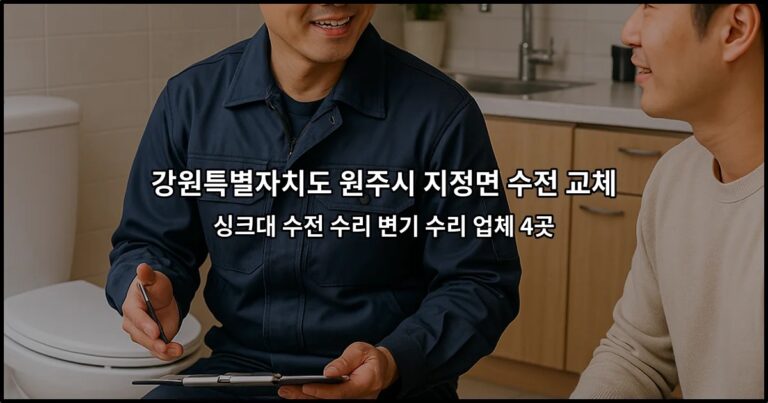 강원특별자치도 원주시 지정면 수전 교체 싱크대 수전 수리 변기 수리 업체 4곳