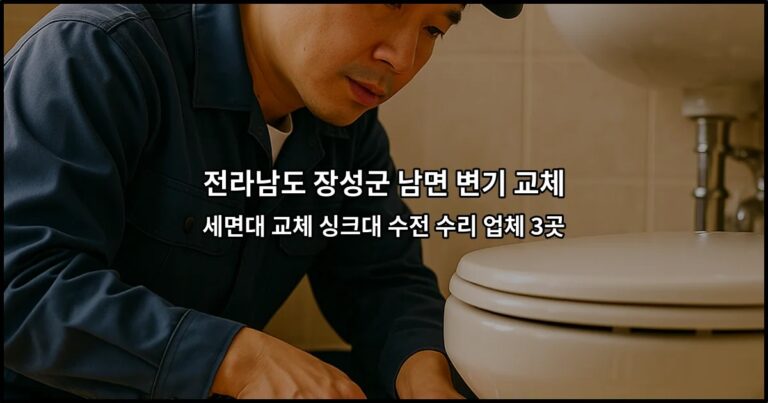 전라남도 장성군 남면 변기 교체 세면대 교체 싱크대 수전 수리 업체 3곳