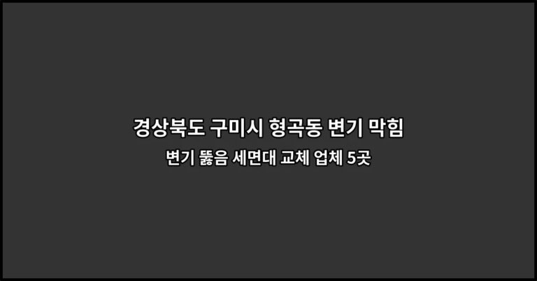 경상북도 구미시 형곡동 변기 막힘 변기 뚫음 세면대 교체 업체 5곳